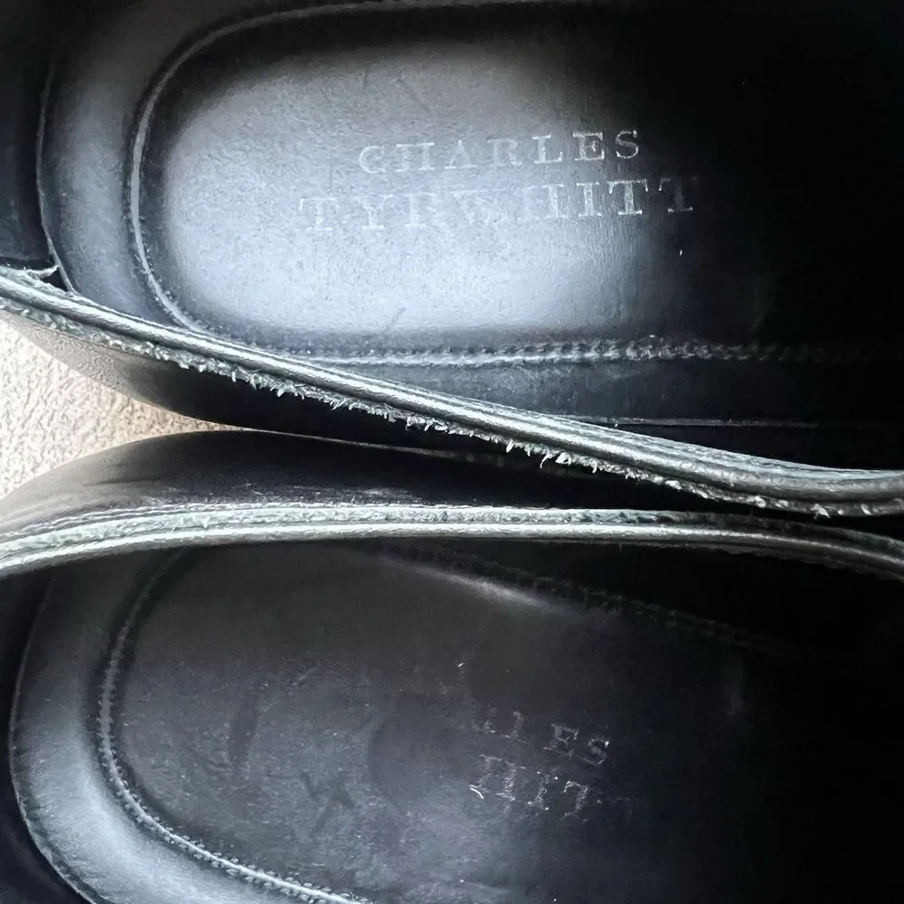 Charles Tyrwhitt‎ Black Leather Cap Toe Oxford Dress Shoes Men's 8 Lace Up Work